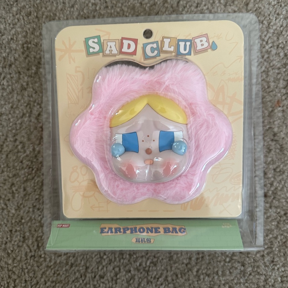 Pop mart Crybaby Sad Club Pink Earphone Bag